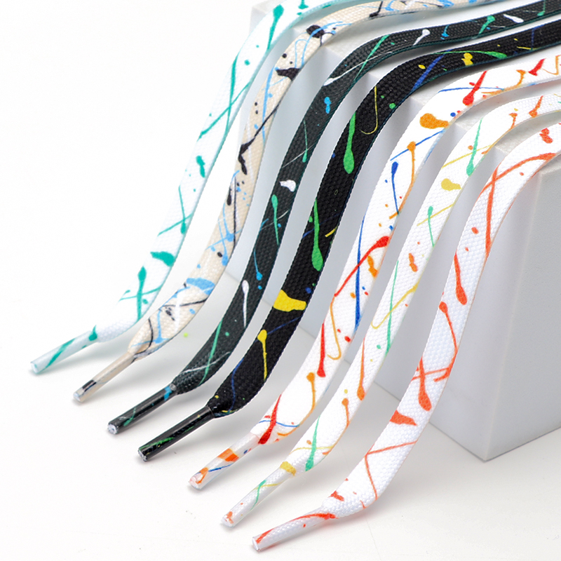 Men Shoes White Colour - New Splash Ink Shoelaces for Sneakers