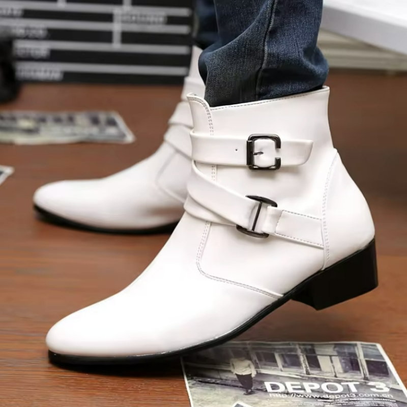 Luxury Men Boots Leather Chels - Men Shoes White Colour review and price