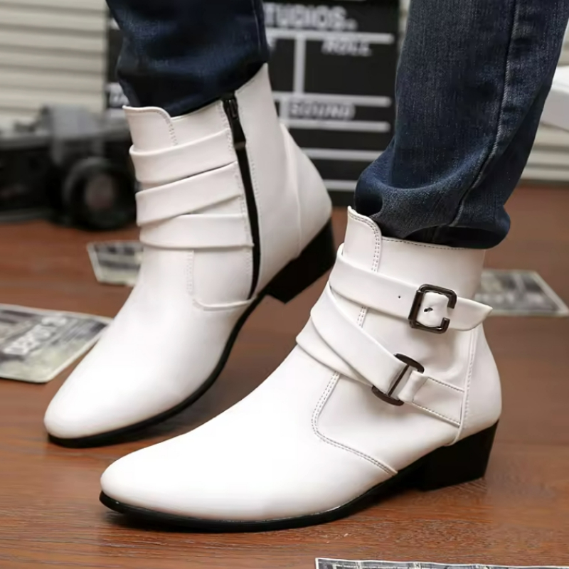 Luxury Men Boots Leather Chels - Men Shoes White Colour review and price