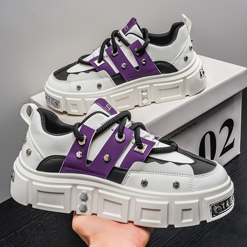 Punk Studded Thick-Soled Men's - Men Shoes White Colour review and price